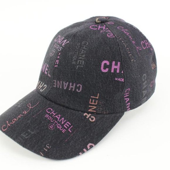 Chanel 22P Black Denim x Pink CC Logo All Over Baseball Cap 98ck323s - Picture 6 of 12